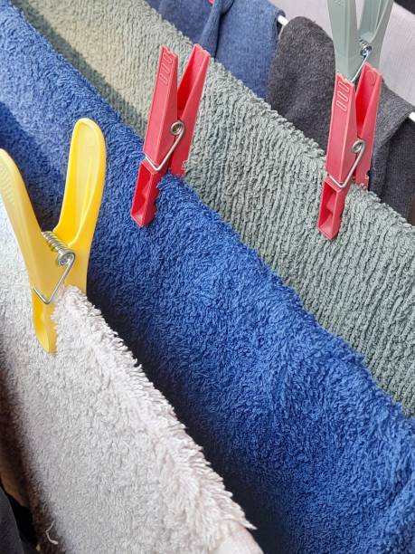 istock Drying towels with clothespins 2170083717