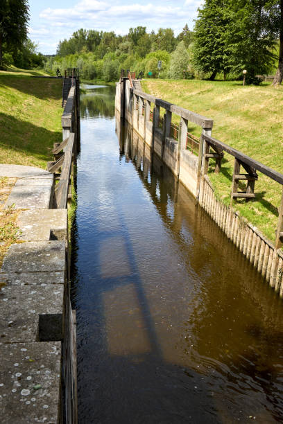 istock Nemnovo sluice of Augustow Canal is architectural hydrotechnical engineering monument designated as UNESCO World Heritage Site. Situated in Poland and Belarus and joins Neman Vistula rivers. 2170085494