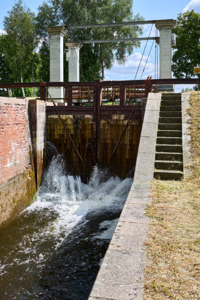 istock Nemnovo sluice of Augustow Canal is architectural hydrotechnical engineering monument designated as UNESCO World Heritage Site. Situated in Poland and Belarus and joins Neman Vistula rivers. 2170085497