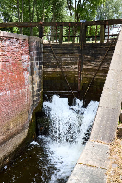 istock Nemnovo sluice lock of Augustow Canal is architectural hydrotechnical engineering monument designated as UNESCO World Heritage Site. Situated in Poland and Belarus and joins Neman Vistula rivers. 2170086035