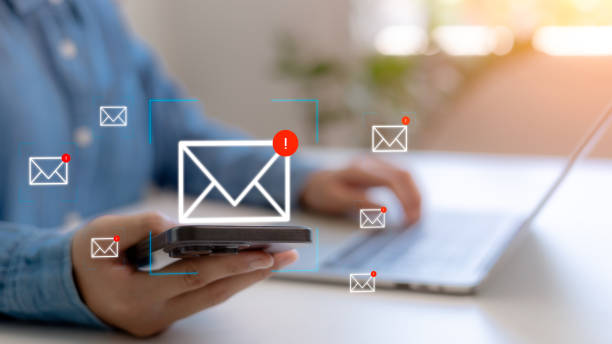 istock New email notification concept for business e-mail communication and digital marketing. Inbox receiving electronic message alert. email in virtual screen. internet technology. 2170100200