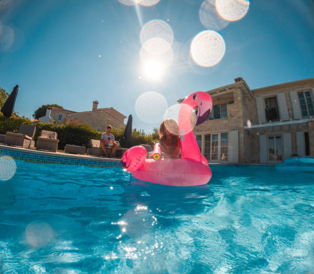 istock Young Boy on Flamingo Floatie 2170105697