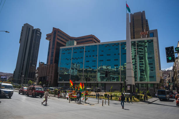 La Paz, Bolivia - August 3, 2024 - Facade of the Faculty of Engineering - UMSA, in the country's capital, La Paz