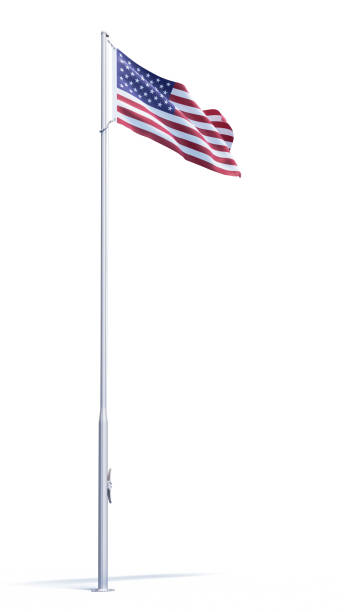 istock American flag waving on an isolated white background. Object + Shadow Clipping Path 2170108710