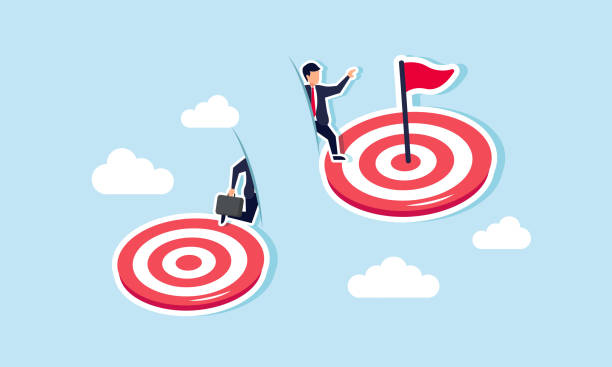 istock A businessman stepping through a magic corridor to reach the next target board, Illustration concept of Achieving target after target through shortcuts or instant methods 2170110809