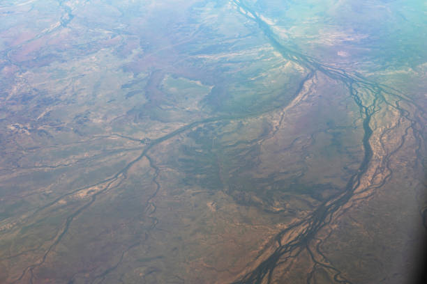 High-Altitude View of Braided River Channels on Earth’s Surface