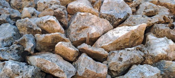 istock Full frame texture, Wide shot of a plain limestone wall 2170122671