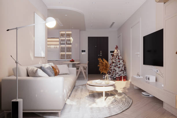 istock Modern living room interior with sofa, coffee table and TV. 3d rendering 2170124203