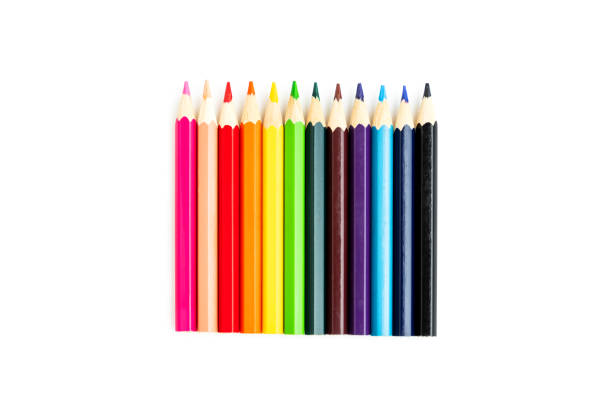 istock Various colored pencils isolated on white background, Wooden color pencils 2170124734