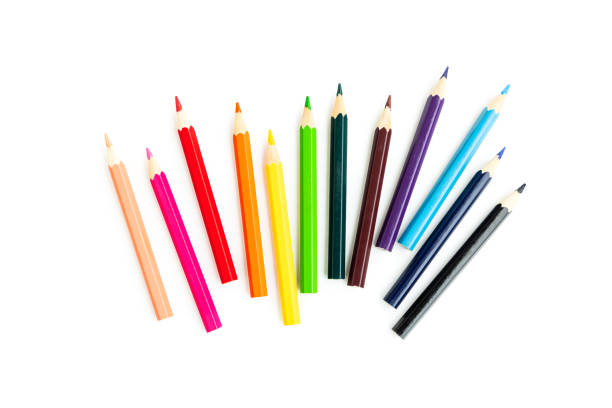 istock Various colored pencils isolated on white background, Wooden color pencils 2170124735