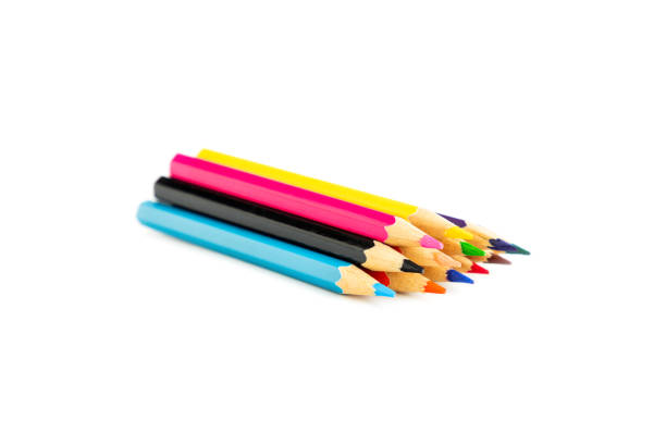 istock Various colored pencils isolated on white background, Wooden color pencils 2170124764
