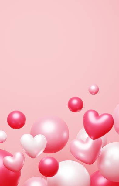 istock Background image of hearts and color balls 2170129765