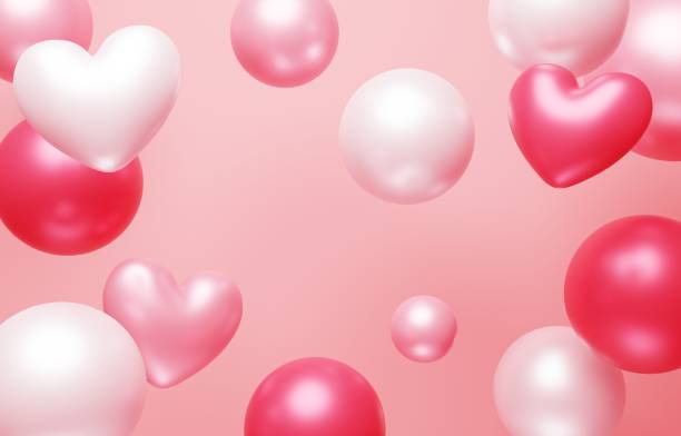 istock Background image of hearts and color balls 2170130095