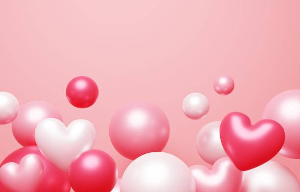 istock Background image of hearts and color balls 2170130172
