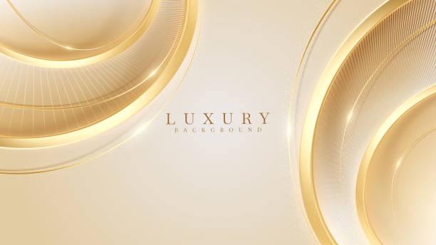 istock Abstract gold luxury background with elegant golden curve decoration and glittering light effect. 2170139933
