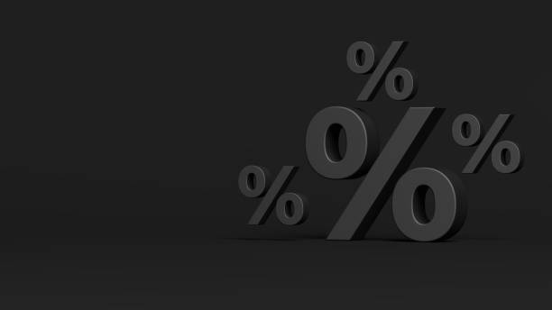 istock Percent sign on black background. Special offer. Black Friday. 2170144003