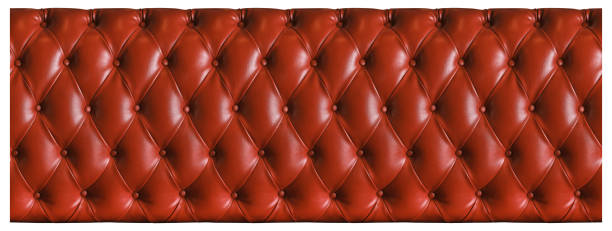 Leather texture red sofa pattern, luxury upholstery  isolated on white background have clipping path