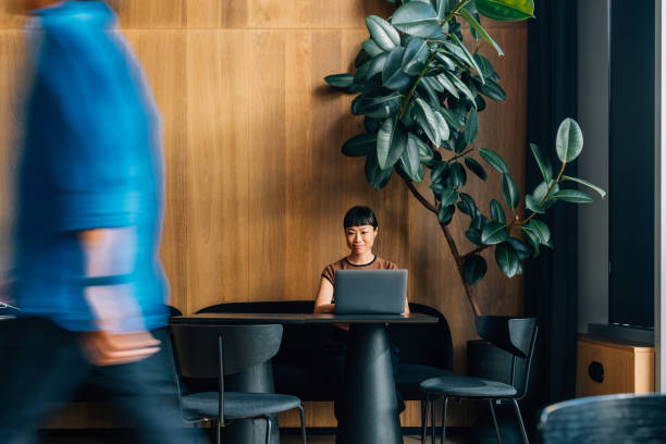 Modern Workspace With Laptop And Indoor Plant