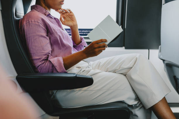 istock Woman Reading a Book While Traveling on a Train 2170146610