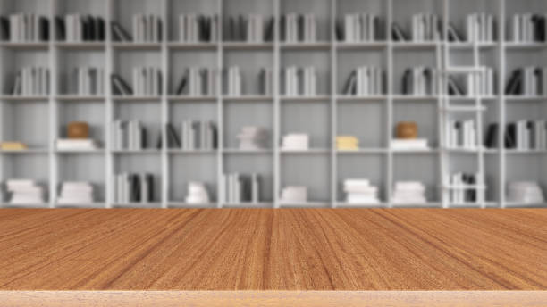 istock Wooden Desk And Books With Library Background 2170146808