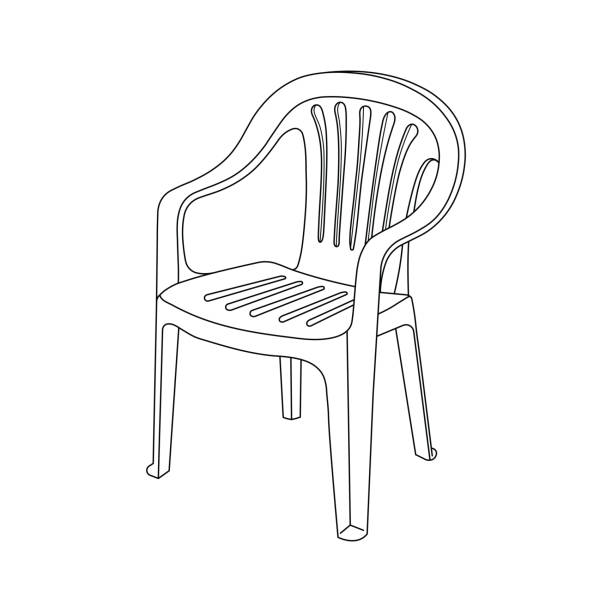 handgezeichnete kinder zeichnung vektor illustration kunststoff stuhl flache karikatur isoliert - stuhl stock-grafiken, -clipart, -cartoons und -symbole