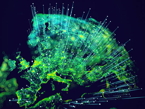 istock Global Communications Concept with Glowing Europe Map 2170151208