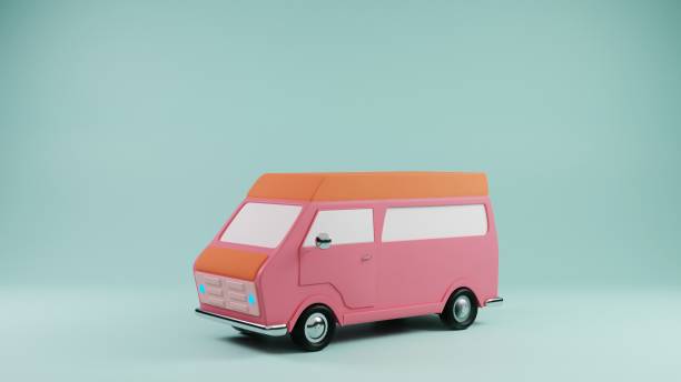 istock Vintage Van in Pastel Pink and Orange: Retro Road Trip Ready 2170153408