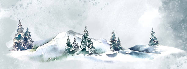 istock Winter is coming banner. Snowy night with firs, coniferous forest, light garlands, falling snow, Woodland landscape for winter and new year holidays. Holiday winter landscape. Christmas vector background. 2170155472