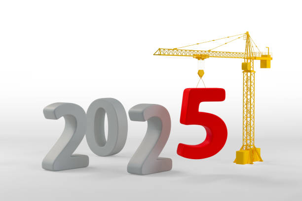 istock Build the Future Concept. Tower Crane with 2025 Year White background. 3d Rendering 2170158064