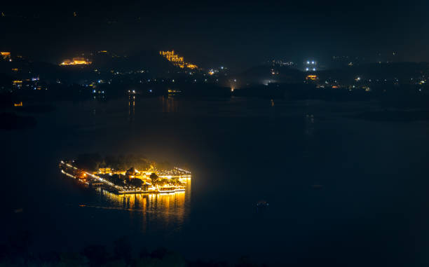 istock night view of lake city with with dramatic lighting from unique perspective 2170158522