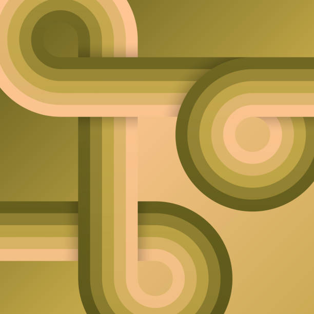 istock Green retro background with rounded and striped shapes. Vintage geometric design 2170159508