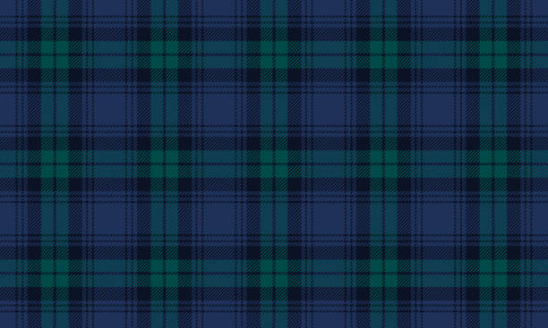 Plaid fabric pattern, blue, green, black, seamless for textile and design clothes skirt pants apron tablecloth blanket or decoration. Vector illustration.