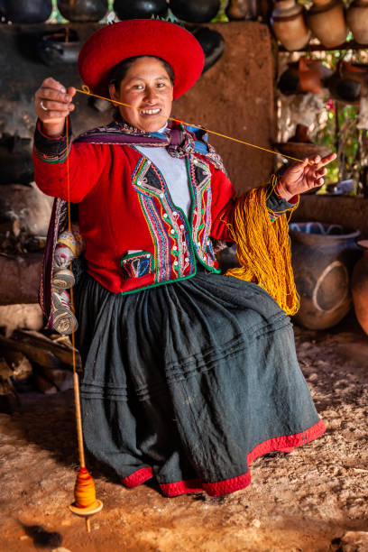 istock Peruvian woman spinning wool by hand, Sacred Valley, Peru 2170162247
