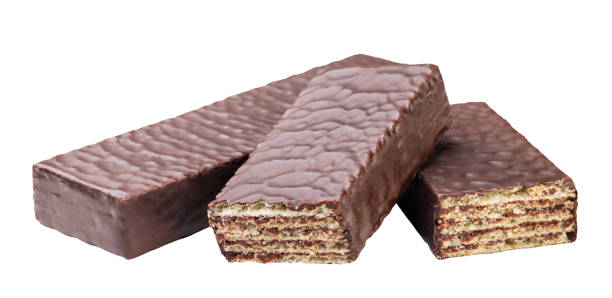 istock Wafer in chocolate and two halves on white background. Isolated 2170167093