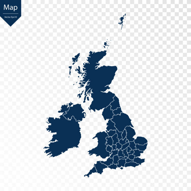 ilustrații de stoc cu transparent - harta albastră foarte detaliată a regatului unit. - regatul unit