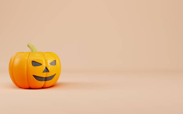istock Halloween pumpkin on beige background. Minimalism concept 2170170980