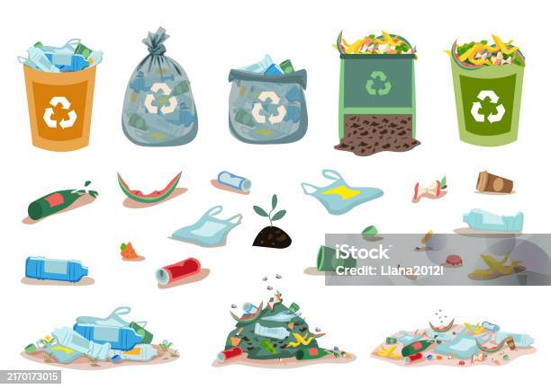 Trashcore Vector Various Trash Set Stock Illustration - Download Image Now - Animated ...
