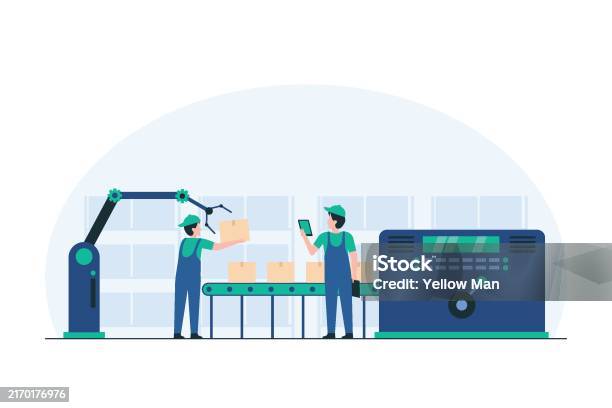 Process Repacking Warehouse Warehouse Crew Operating Packaging Machine For Efficient Product ...