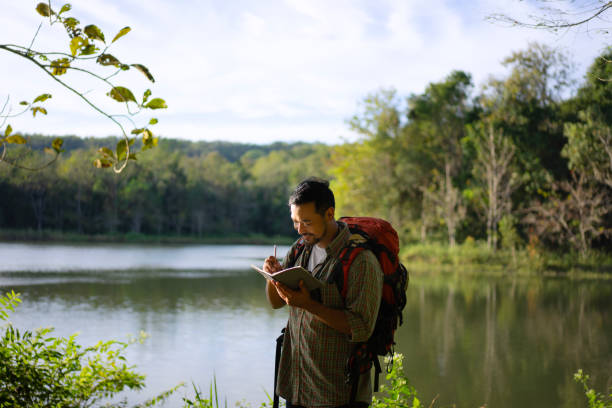 istock Man go to travel at natural park. 2170178583