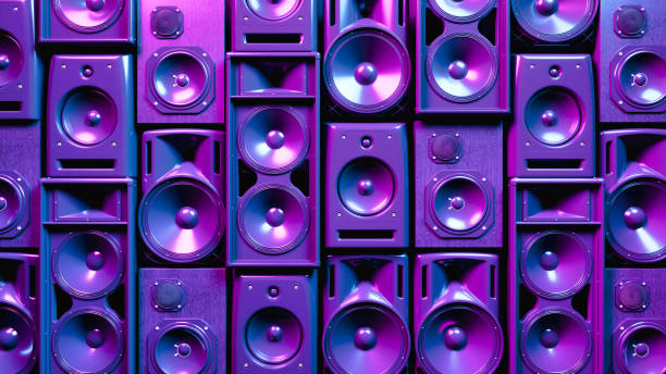 istock many different acoustic systems covering the entire wall in neon lighting 2170178616