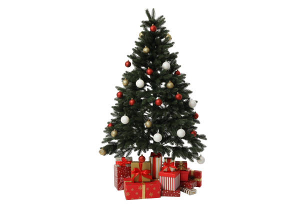 istock PNG,Christmas tree with gifts, isolated on white background 2170183341