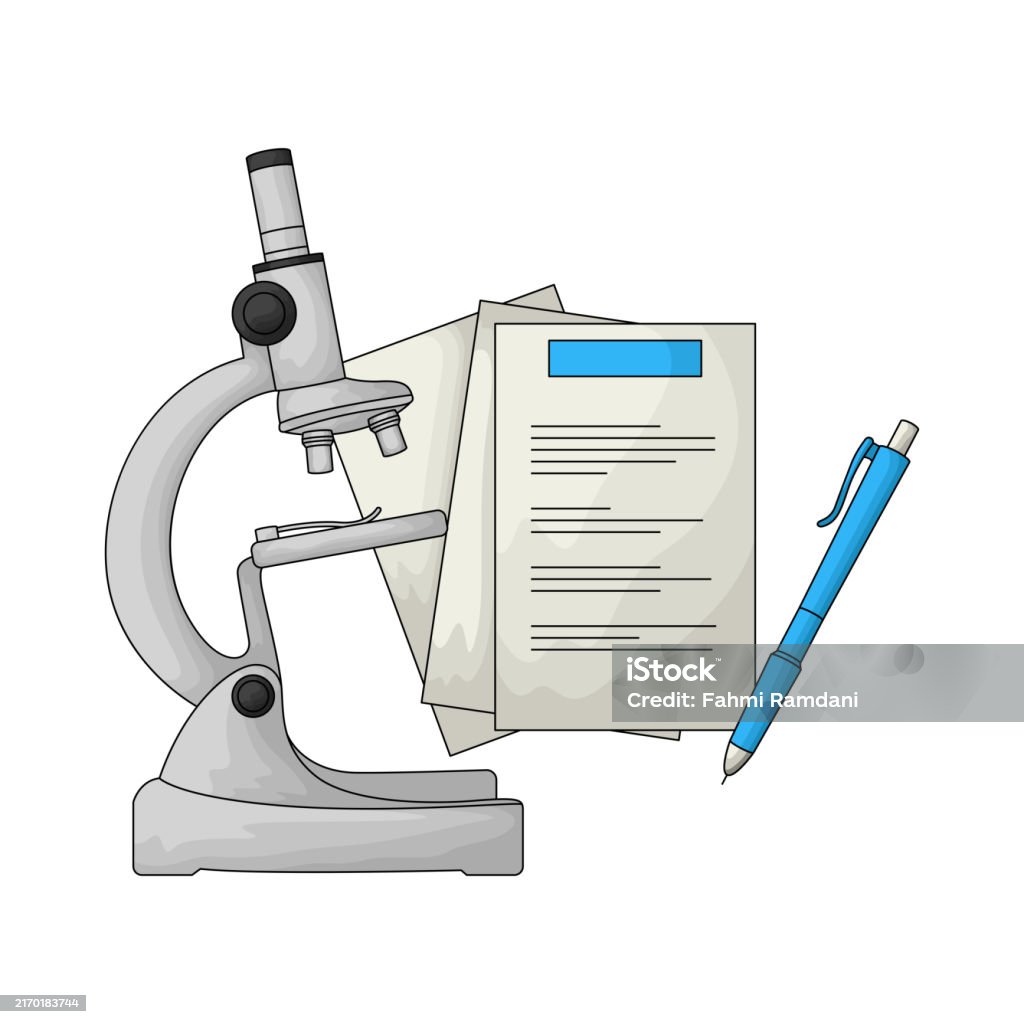Reporting Microscope Microscope With Report Stock Illustration - Download Image Now ...