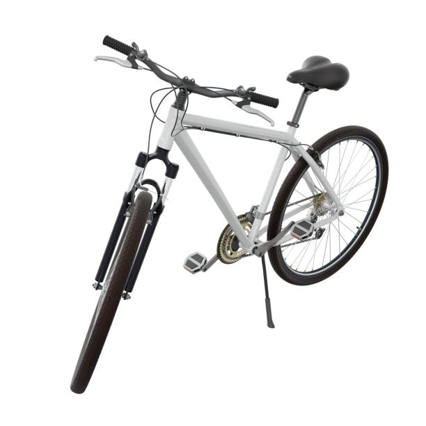 istock White bicycle standing on kickstand, top view isolated on white background, 3D illustration 2170192143
