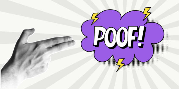 istock Halftone collage, hand gesture in the shape of a gun, purple speech bubble 2170196582
