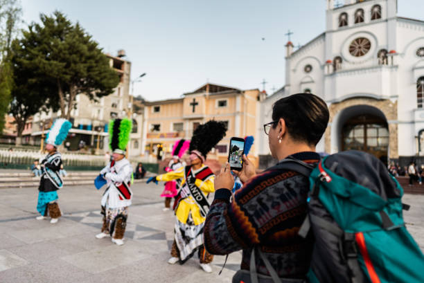 istock Tourist filming shacshas dancer on Huaraz, in Peru 2170196921