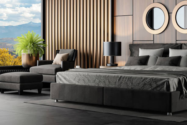 istock Black Luxury modern retro-style master bedroom 2170199846