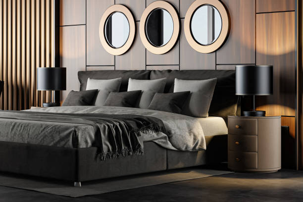 istock Black Luxury modern retro-style master bedroom 2170199852