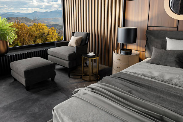 Black Luxury modern retro-style master bedroom