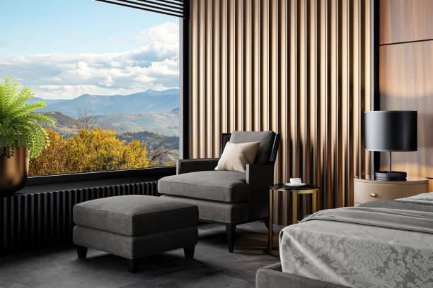 istock Black Luxury modern retro-style master bedroom 2170199947