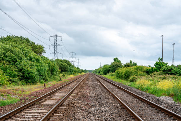 Railway tracks through countryside, Wales